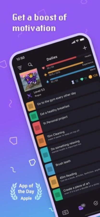 Habitica screenshot from its App Store listing